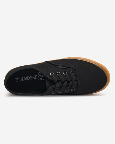 Schwarze Damen-Sneaker zum Schnüren von Netera - Schuhe