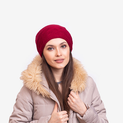 Kastanienbraune warme doppellagige Damenmütze - Accessoires
