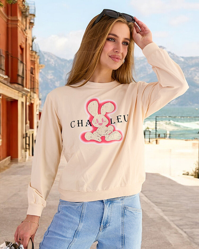 Royalfashion Damen Sweatshirt aus Baumwolle mit dünnem Druck