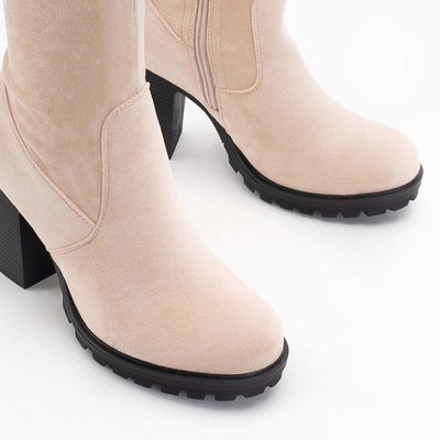 Beige Damen-Overknee-Stiefel am Shevao-Posten - Schuhe