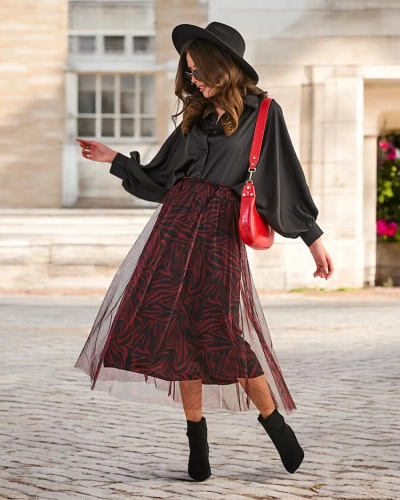 Royalfashion Gemusterten Damen-Midi-Rock mit Tüll.