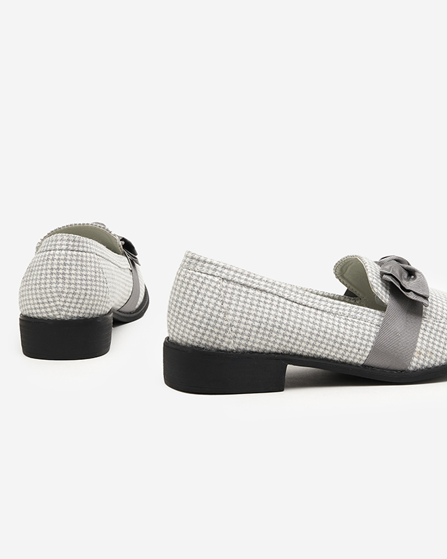 Grau-weißer Damen-Loafer mit Hahnentritt-Muster Lukisto - Footwear