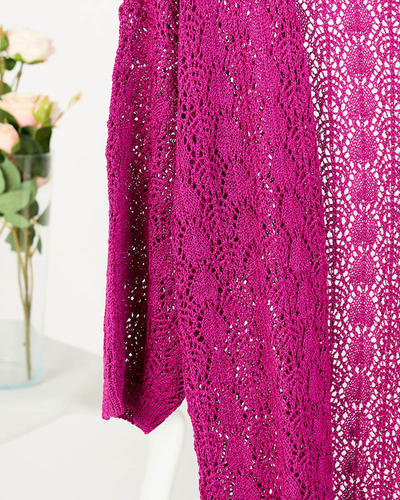 Durchbrochene Strickjacke fuchsia für Damen - Kleidung