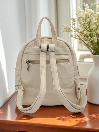Damenrucksack Astrea Classica aus Öko-Leder in Weiß und Beige