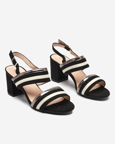 OUTLET Zebora-Sandalen aus Öko-Wildleder in Schwarz und Weiß für Damen - Schuhe