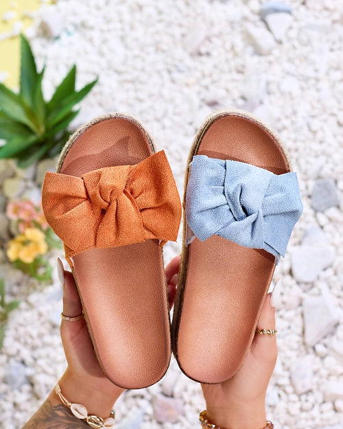 OUTLET Royalfashion Сині жіночі шльопанці з екозамші Umumi