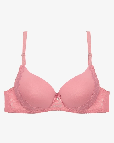 Glatter Damen-Spitzen-BH in Dunkelrosa - Dessous
