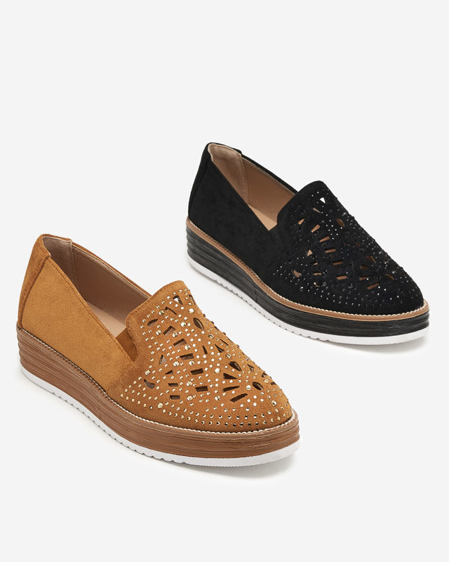 OUTLET Schwarze Damenschuhe mit Zirkonia Lamsiou - Schuhe