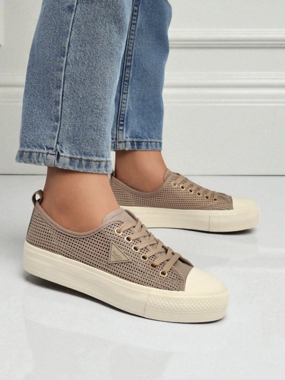 Damen Sneaker Hypatia Mesh hellbraun für den Sommer flache Sohle 3cm