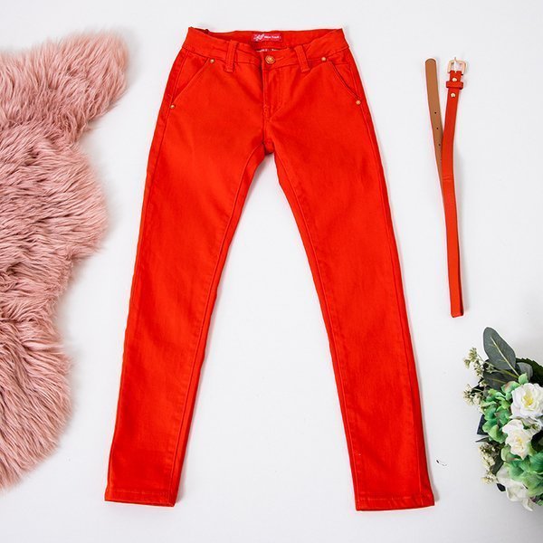 Orange Kinderhose mit Gürtel - Kleidung