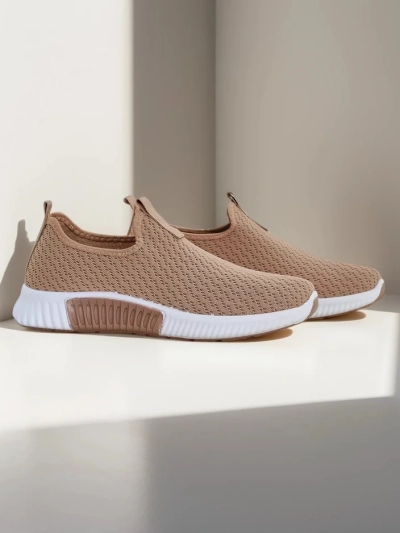 Damen Slip-Ons Selene hellbraun, Stoff, flacher Absatz, Komfort