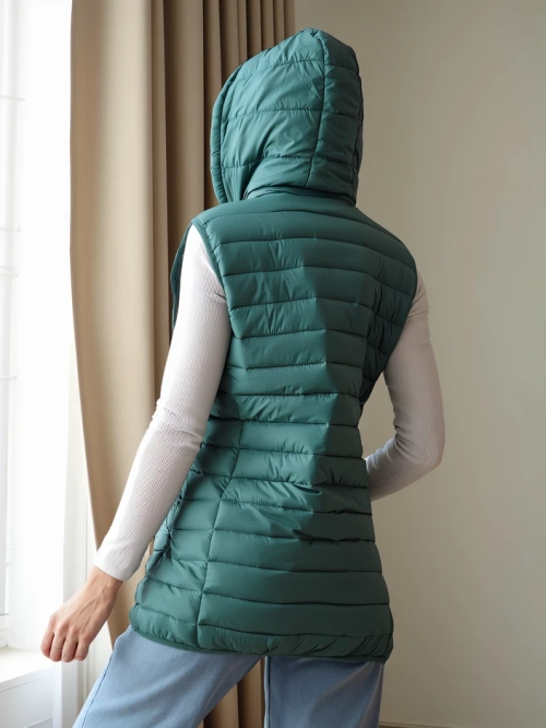 Royalfashion Жіночий безрукавний жакет з від'єднуваним капюшоном