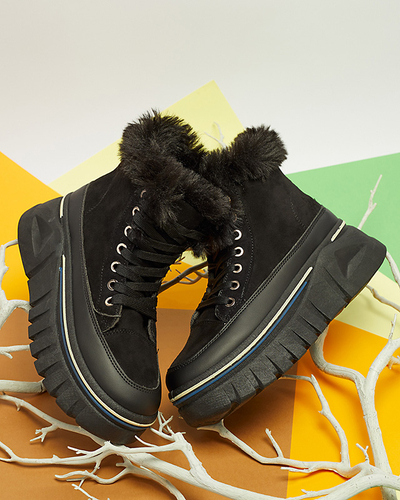 Schwarze Plateau-Schneestiefel zum Schnüren für Damen Neatesa - Footwear