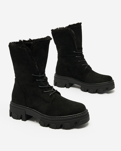 Royalfashion Schwarzer Damen-Schnürstiefel Cavenma