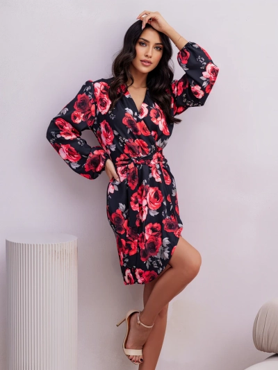 Royalfashion Damen knielanges Kleid mit floralem Muster