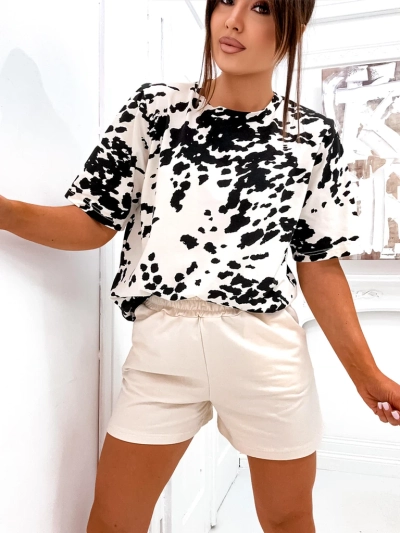 Royalfashion Damen Baumwollset mit T-Shirt und Shorts COW