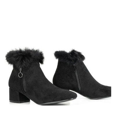 Schwarze Stiefeletten mit Yesenia-Fell - Schuhe