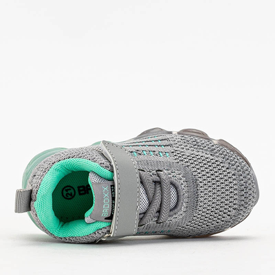 Сірі дитячі кросівки з елементами кольору м'яти Dons