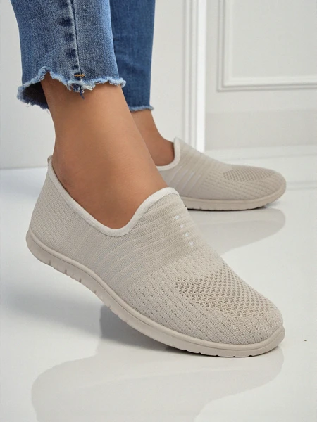 Damen Mokassins Callista Beige aus atmungsaktivem Stoff Frühling Sommer