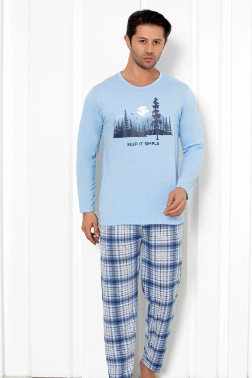 Royalfashion Чоловічі бавовняні піжами у клітинку