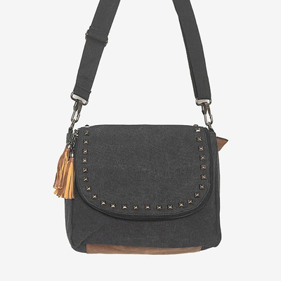 Schwarze Handtasche mit Ornamenten - Handtaschen