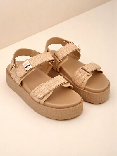 Damen Sandalen Royalfashion Beige Lavinia mit Plateau – bequemer Sommer
