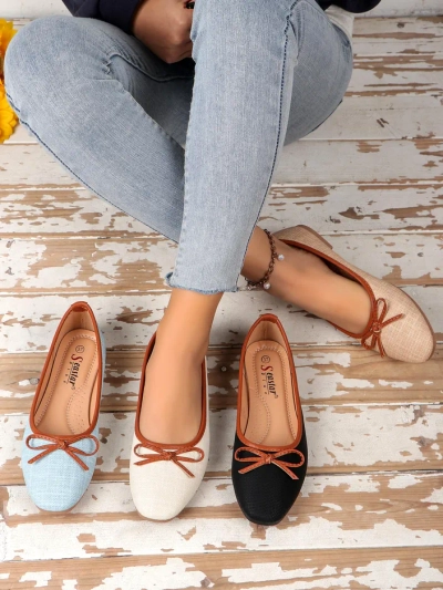 Royalfashion Damen Ballettschuhe mit Glitzer und einer Schleife Aramie