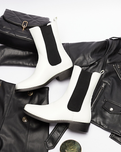 Weiße hohe Damenstiefel mit eckiger Kappe Ludiz- Footwear