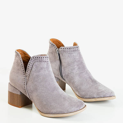 Graue Stiefel mit quadratischem Absatz Tours - Schuhe