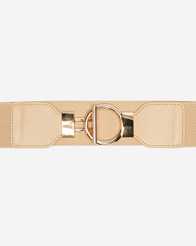 Brauner elastischer Gürtel mit großer goldener Schnalle - Accessoires