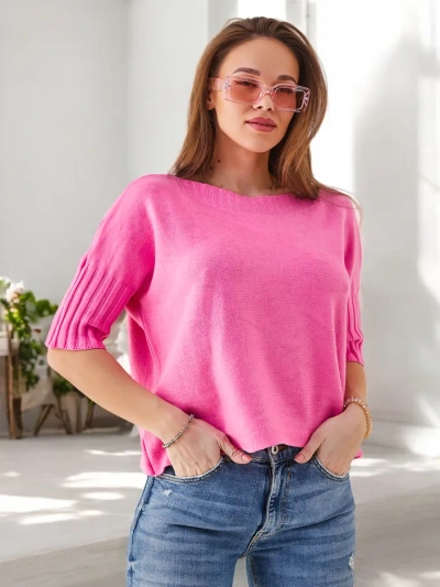 Royalfashion Damen Viskosepullover mit kurzen Ärmeln
