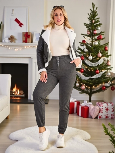 Royalfashion Damen Übergröße Fleece-Sweatpants