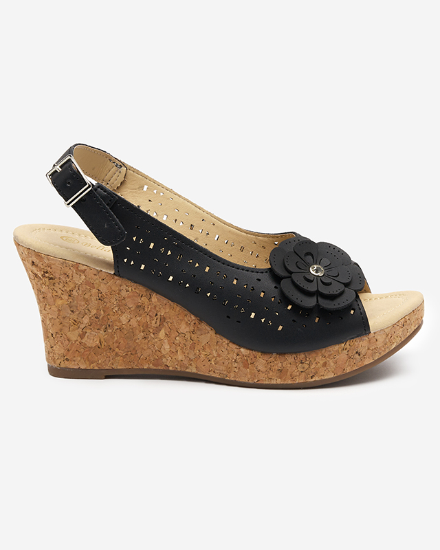 Schwarze, durchbrochene Keilsandalen für Damen Guliom - Footwear