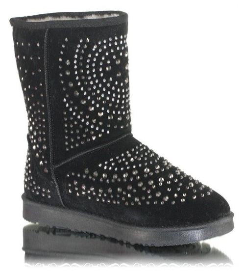 Czarne śniegowce emo z dżetami - Obuwie