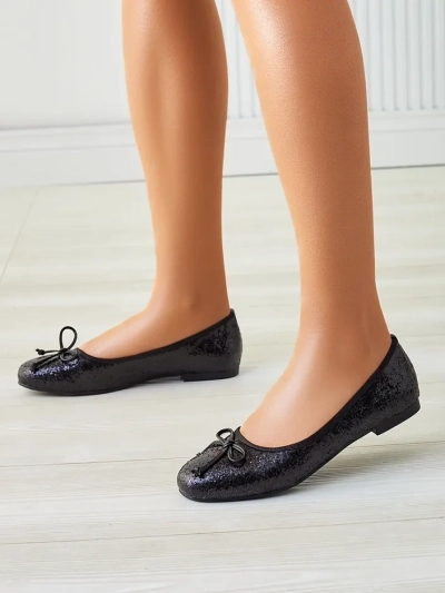 Royalfashion Damen Ballerinas mit Glitzer und Schleife Aramie