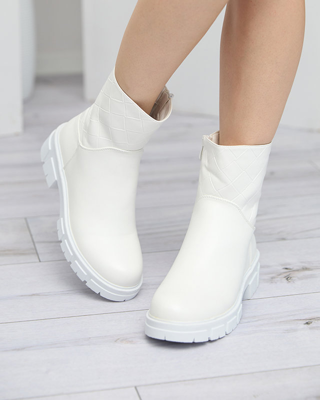 Weiße hohe Damenstiefel mit Steppung Redis - Footwear