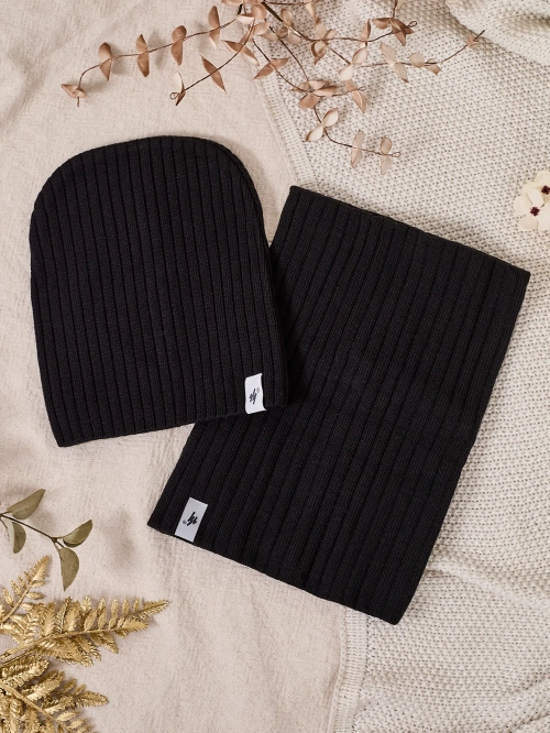 RoyalFashion Universal Winter Set - бобровая шапка з трубчастим шарфом