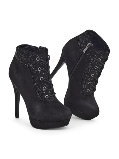 Royalfashion Damen Stiefeletten mit Absatz und Strass Efelolo