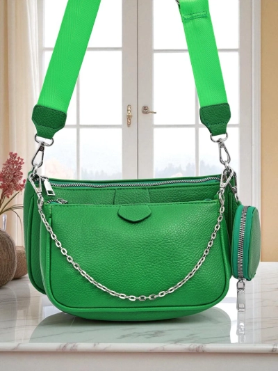 Damenhandtasche Pola Verde – grün, Öko-Leder, 3in1, stilvoll