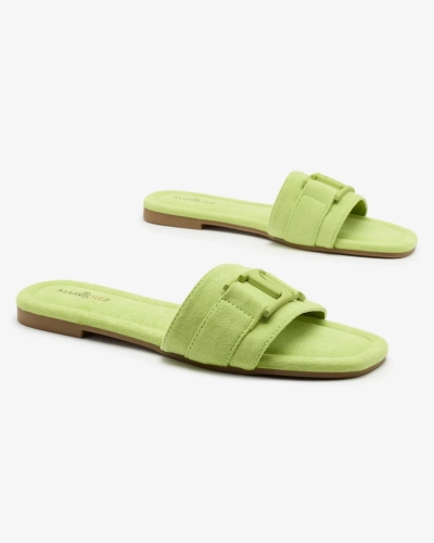 Royalfashion Neongrüne Damen Flip-Flops mit Schnalle Rydr