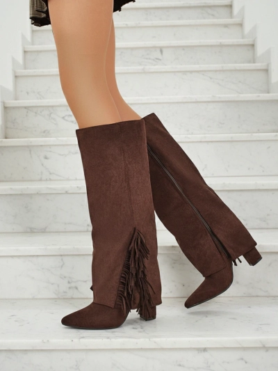 Damenstiefel aus Öko-Wildleder mit Schaft Rimolea