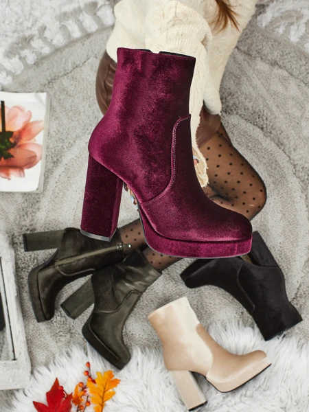 Damen Stiefeletten mit Blockabsatz Al'la Velours Miss