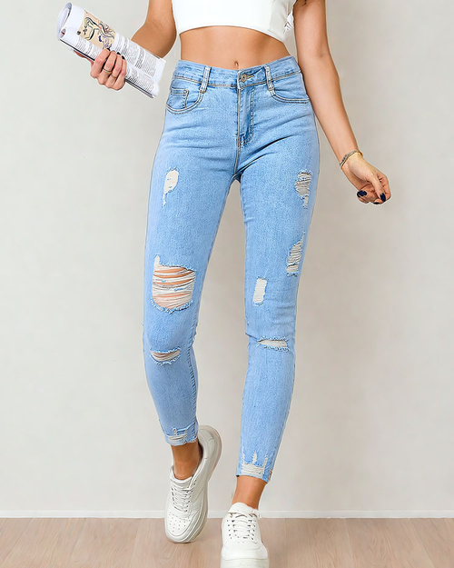 Royalfashion Жіночі джинси-дудочки з потертостями