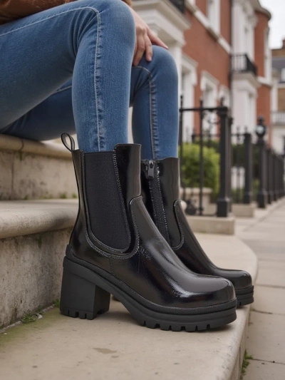 Royalfashion Damen Stiefeletten auf einem Blockabsatz Foddise