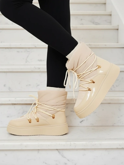 Royalfashion Damen Schlupf-Schneestiefel in Cremefarbe Dabenda