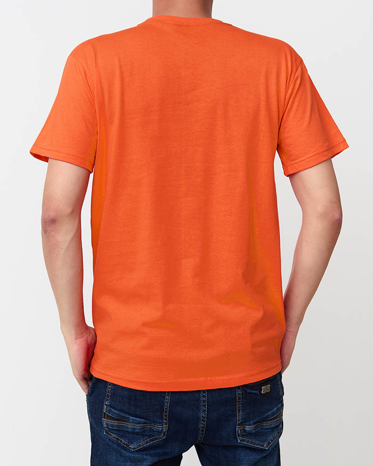 Orange trendiges Herren-T-Shirt mit Aufdruck - Kleidung
