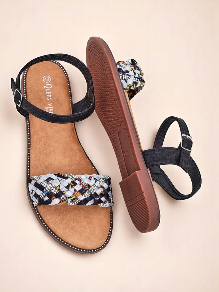 Royalfashion Damen Sandalen mit flacher Sohle ColorStrap