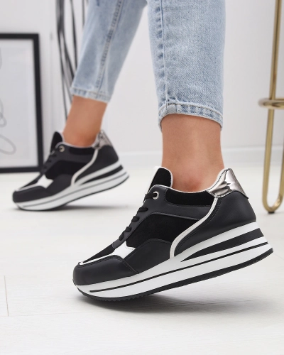 Schwarze sportliche Damen-Sneaker mit Anker Aqosda- Footwear