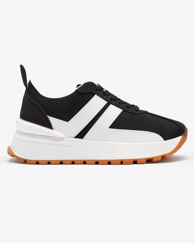 Schwarze Damen-Sportschuhe aus Öko-Leder mit bunten Einsätzen Tifora- Footwear