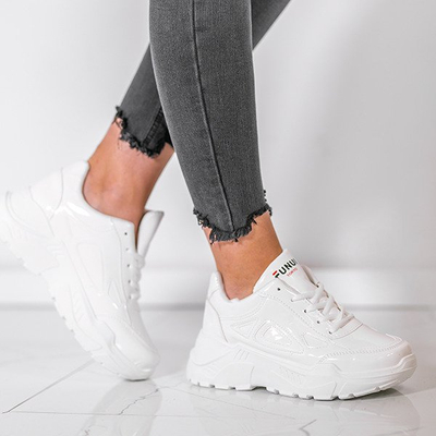 White lacquered Holly sports shoes- Footwear